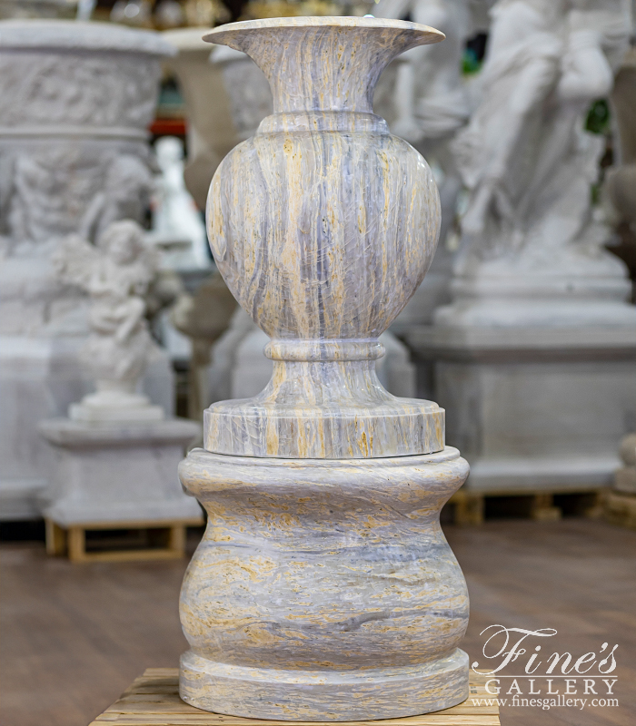 Marble Planters  - Contemporary Planter Pair In Orobico Light Marble - MP-512